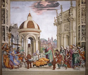 North wall of Strozzi Chapel, The raising of Drusiana by St. John the Evangelist, c.1457-1502